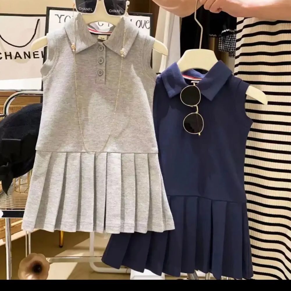 Beautiful polo dress for girls two color blue and gray
